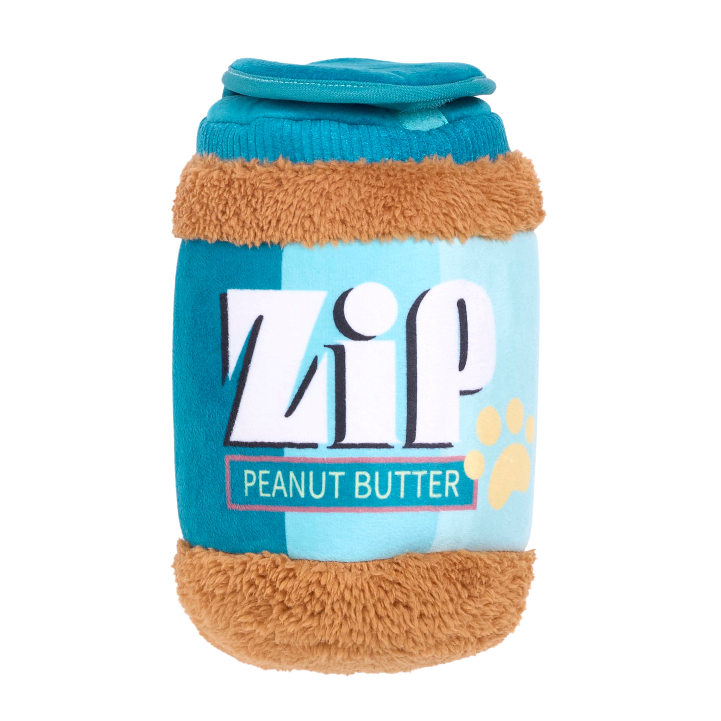 ZippyPaws Bungee Burrow Peanut Butter Jar Plush Dog Toy