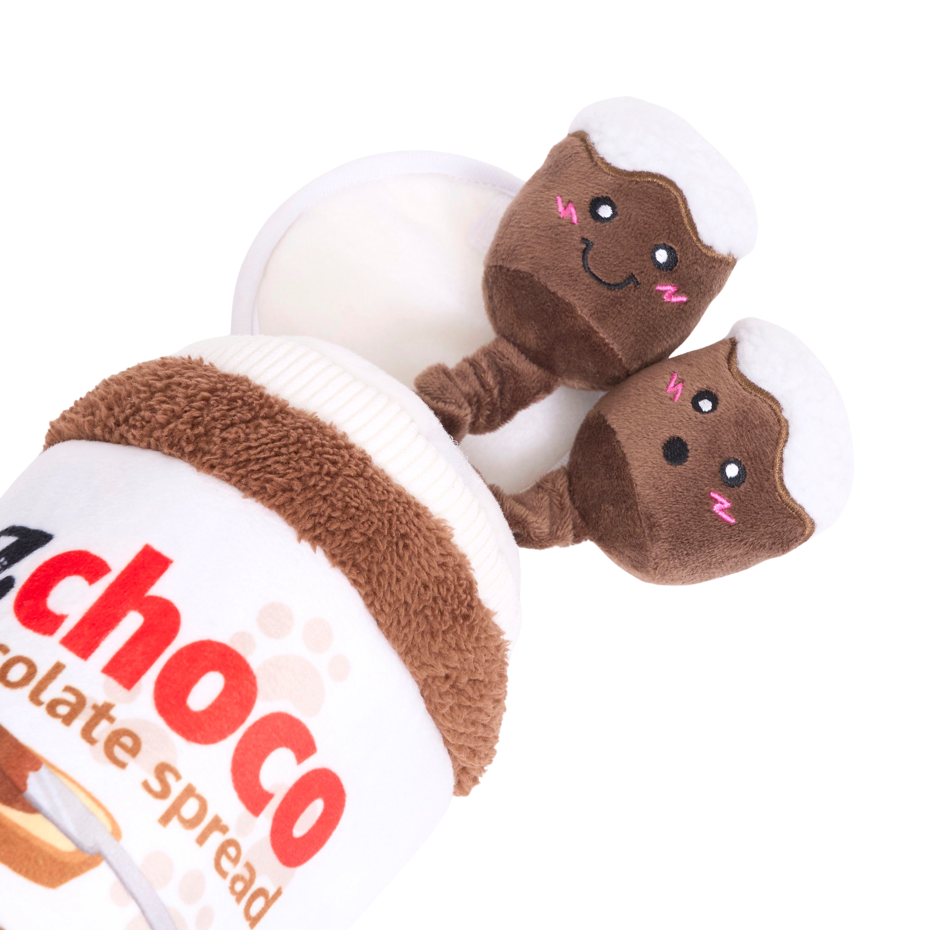 ZippyPaws Bungee Burrow Chocolate Spread Jar Plush Dog Toy