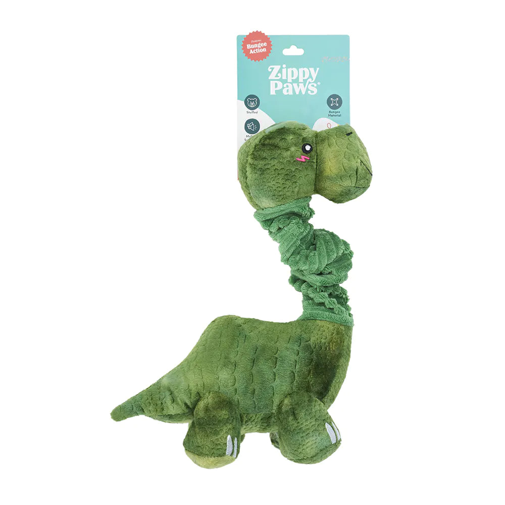 ZippyPaws Bungee Buddiez Dinosaur Dog Rope Toy