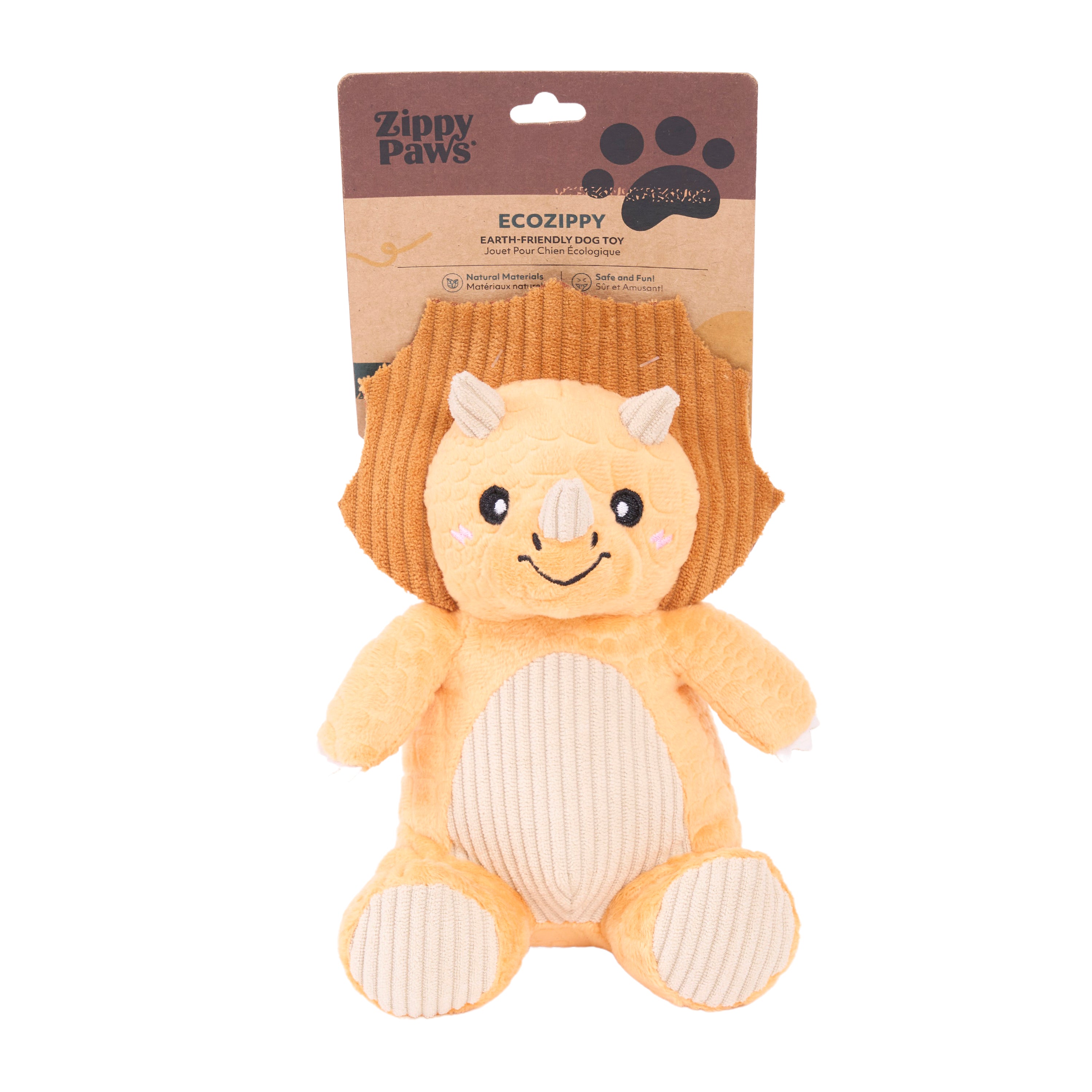 ZippyPaws ecoZippy Dinoz Triceratops Plush Dog Toy