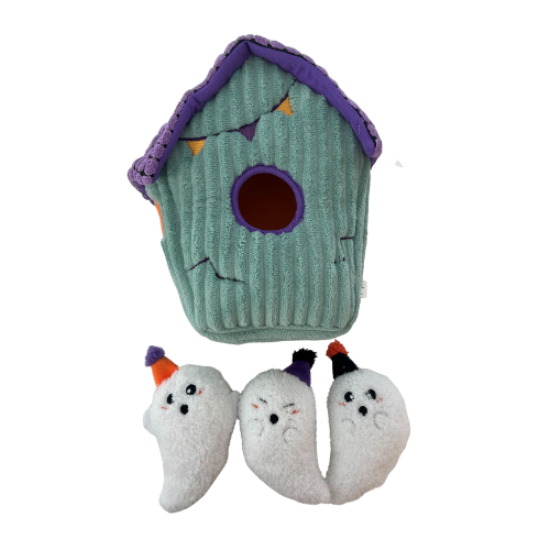 ZippyPaws Halloween Burrow Haunted House Party Plush Dog Toy