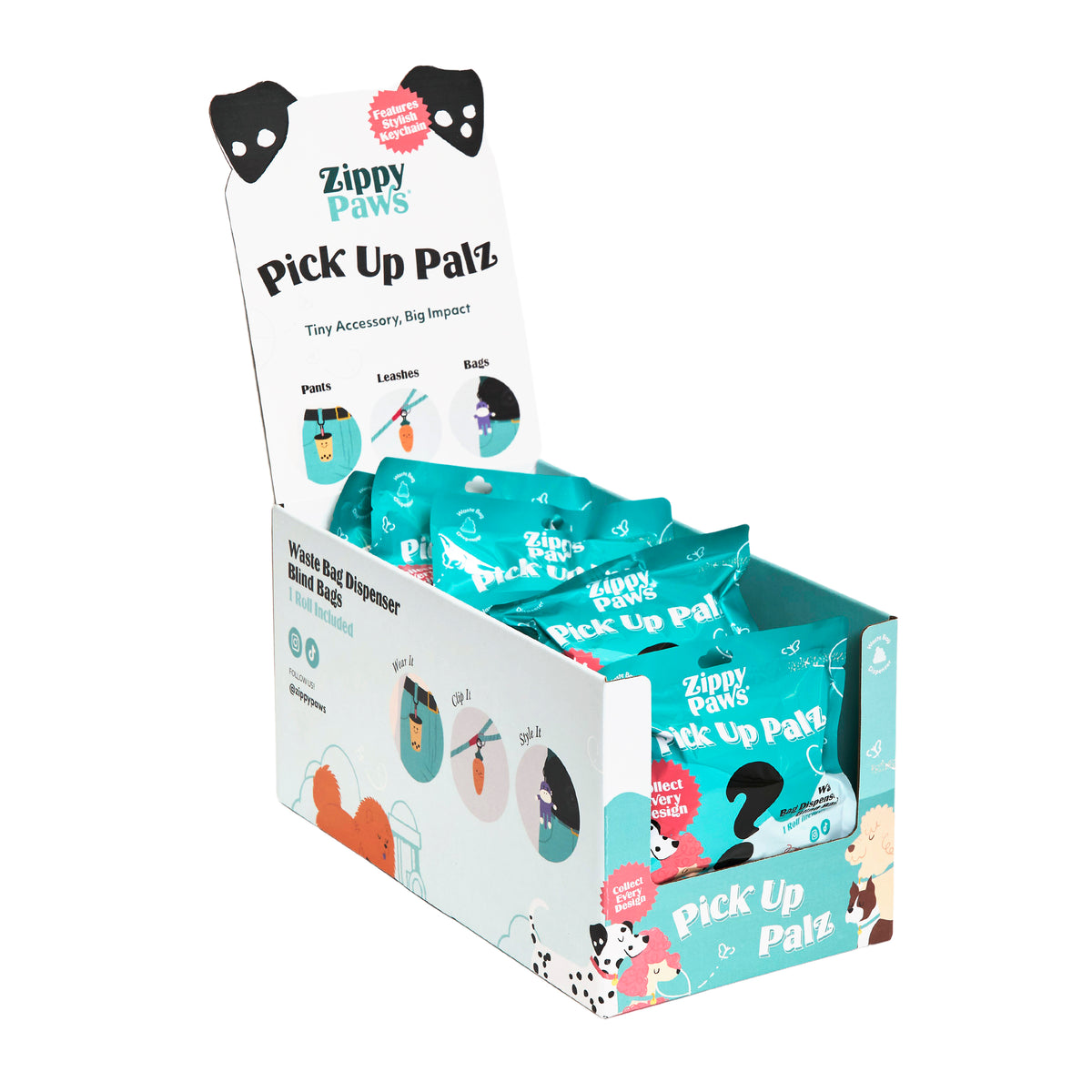 ZippyPaws Pick Up Palz - Blind Item Plush Poop Bag Holder 16pc Display