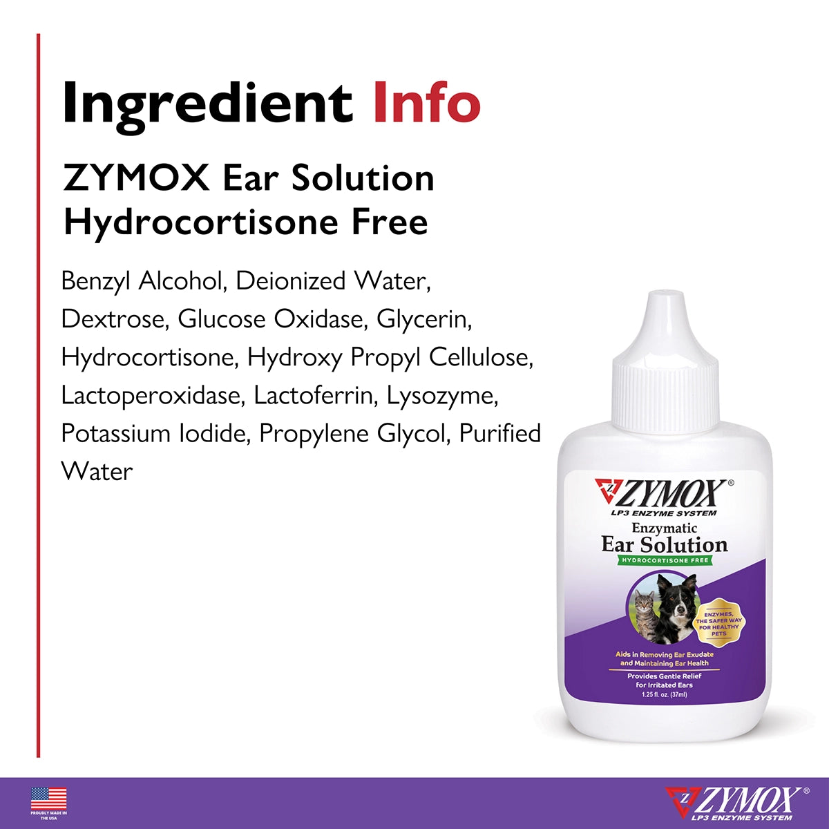 Zymox Ear Solution w/out hydrocortisone - 1.25 oz. bottle