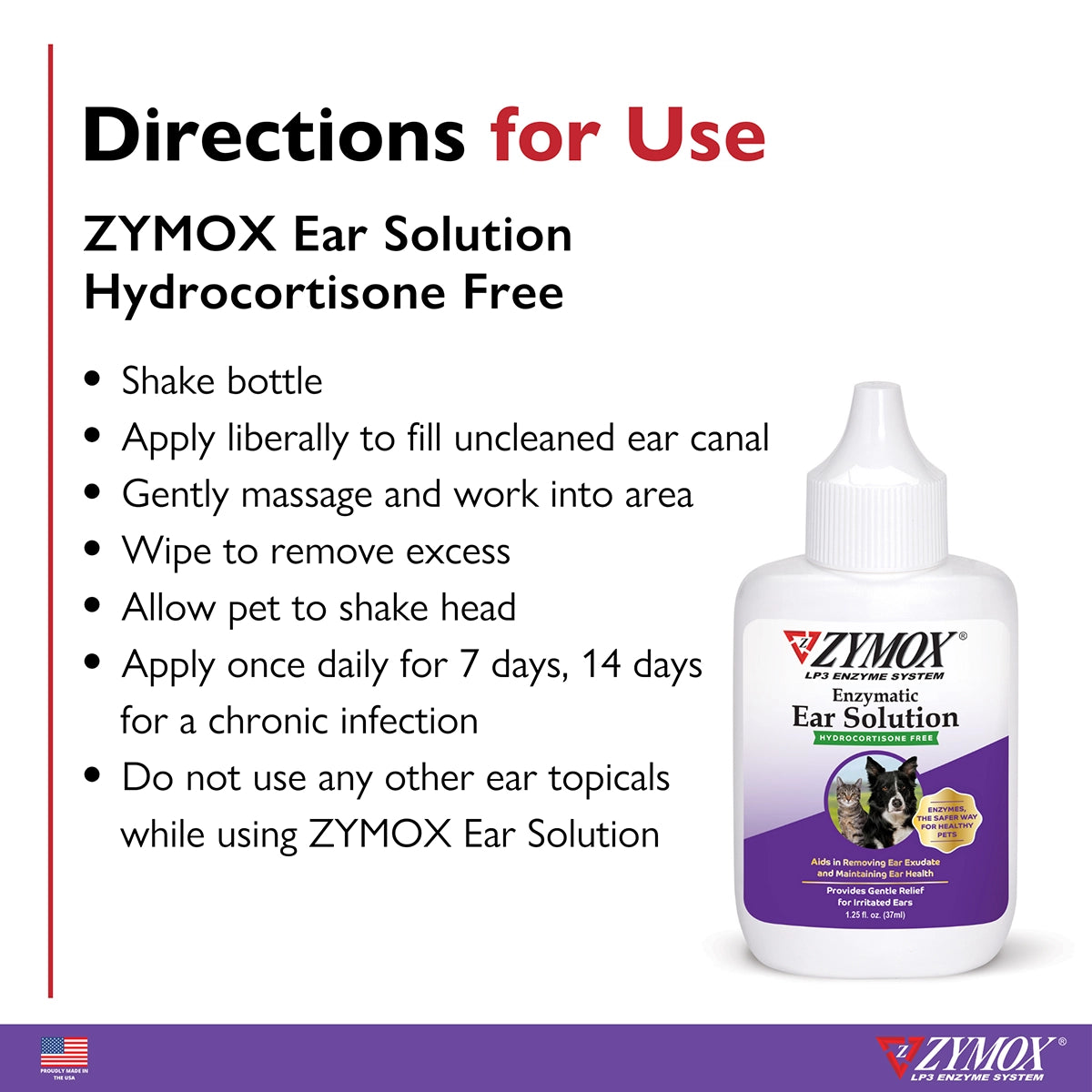 Zymox Ear Solution w/out hydrocortisone - 1.25 oz. bottle