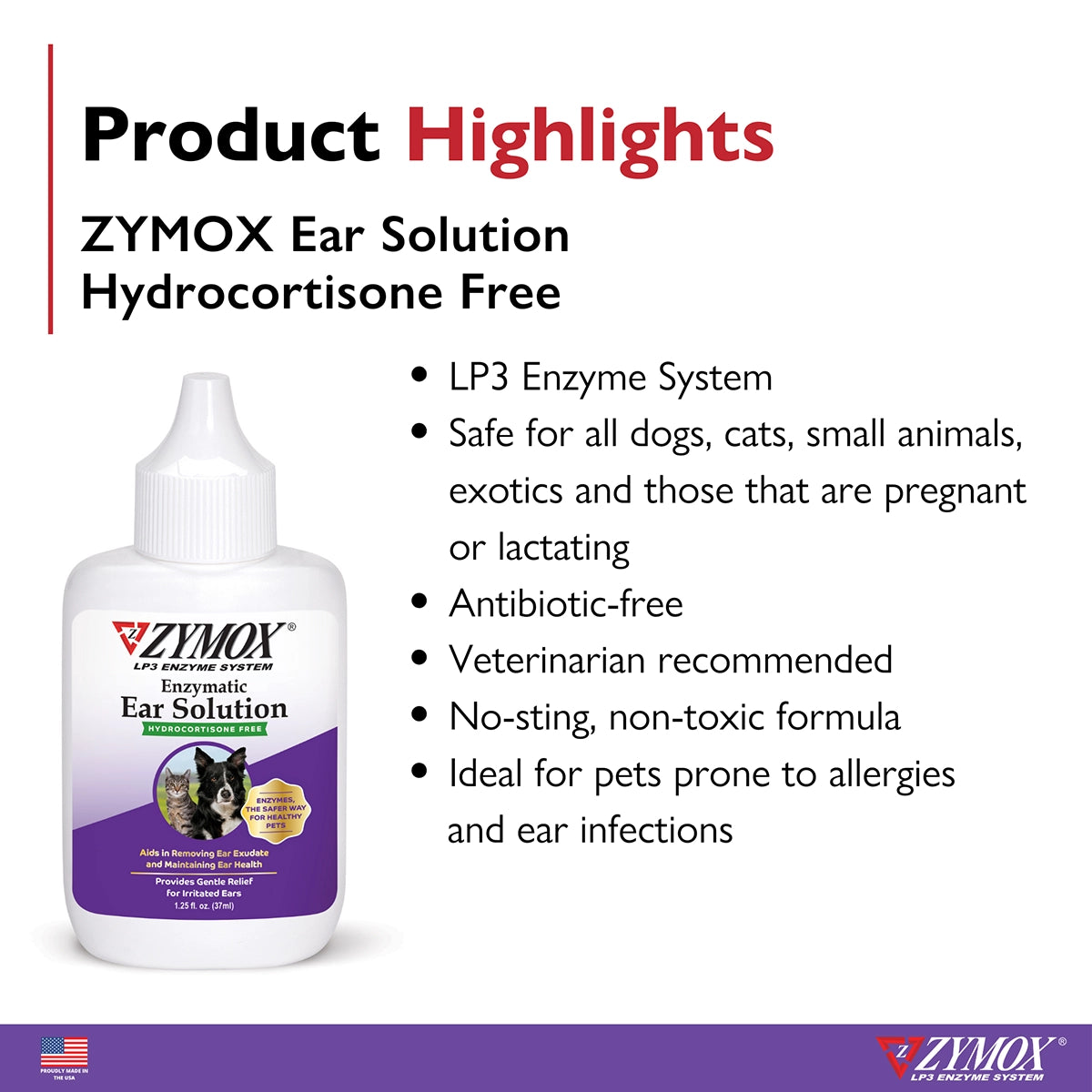 Zymox Ear Solution w/out hydrocortisone - 1.25 oz. bottle
