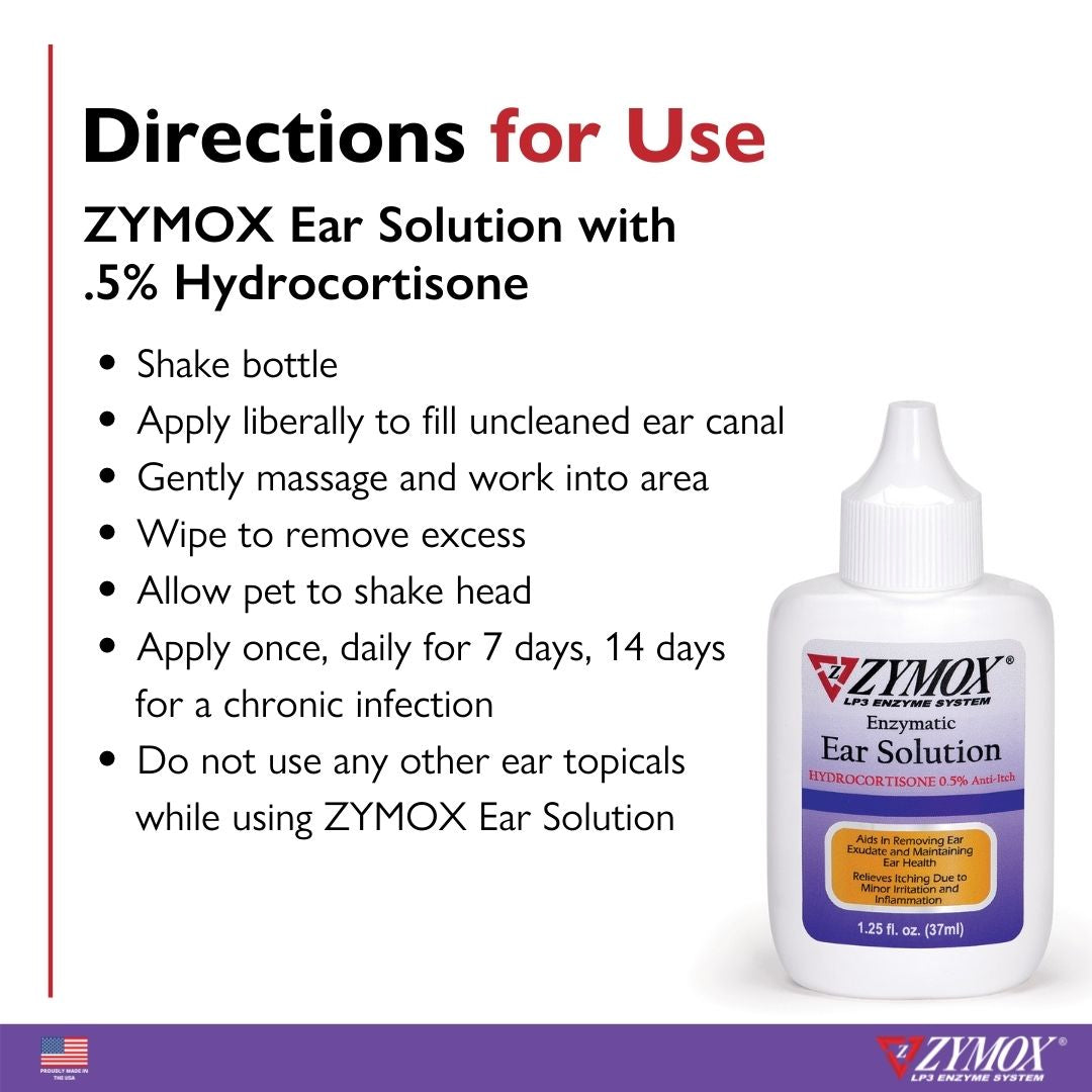 Zymox Ear Solution w/ .5% hydrocortisone - 1.25 oz. bottle