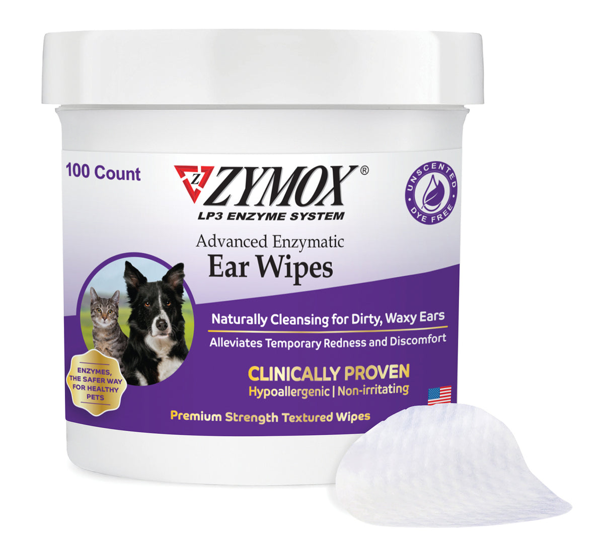 Zymox Advanced Enzymatic Ear Wipes - 6 oz. Jar (100ct)