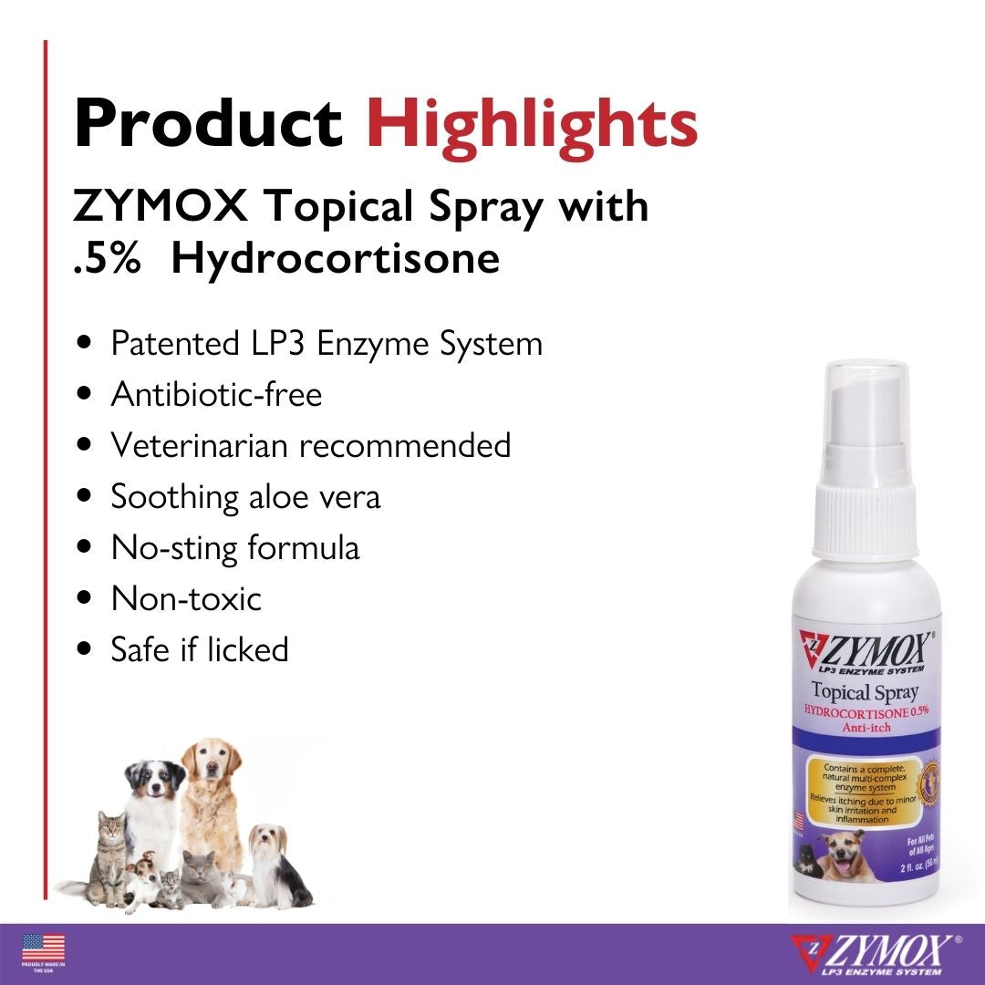 Zymox Spray w/ .5% hydrocortisone - 2 oz. bottle