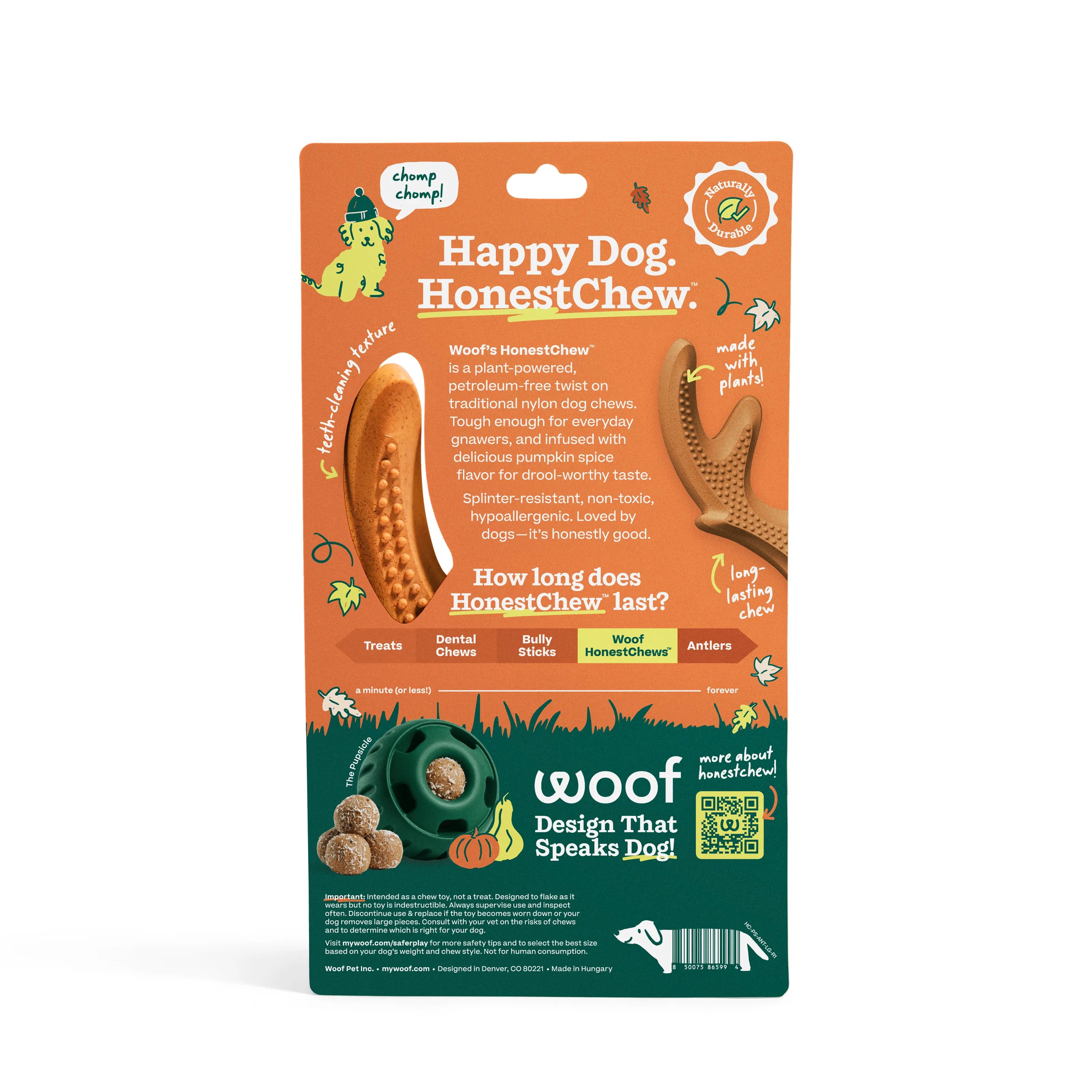 WOOF Pumpkin Spice Honest Chew Antler Large
