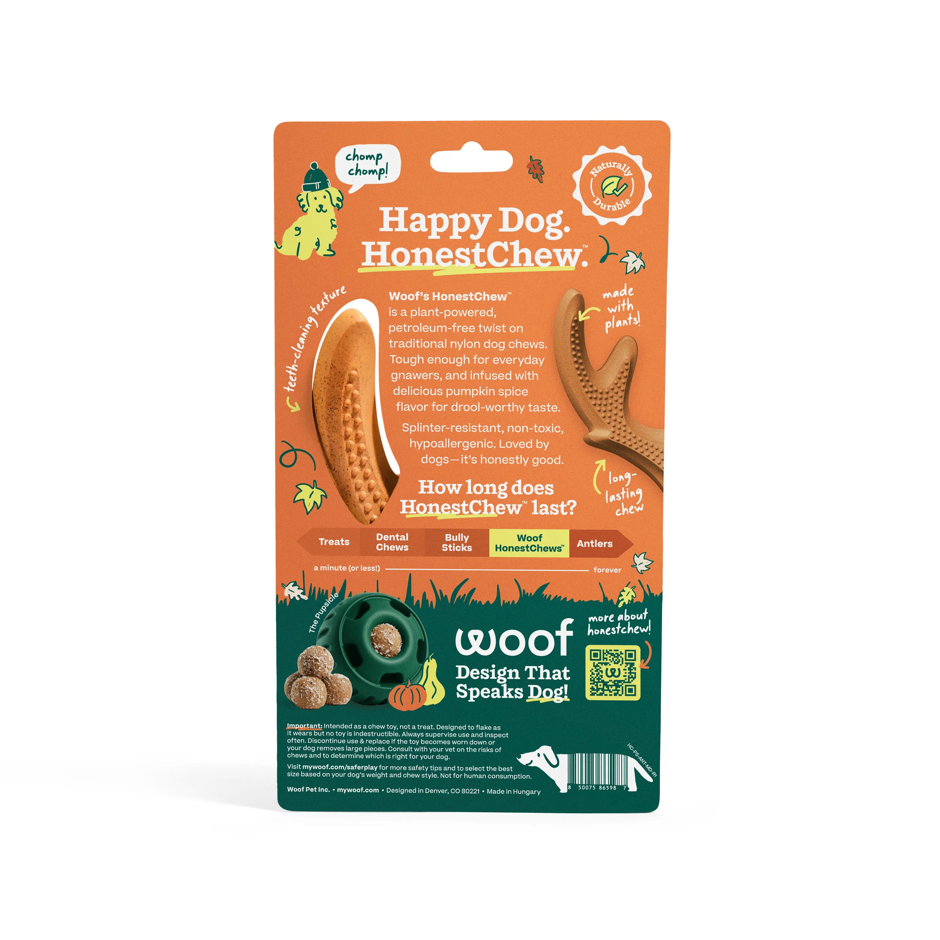WOOF Pumpkin Spice Honest Chew Antler Medium