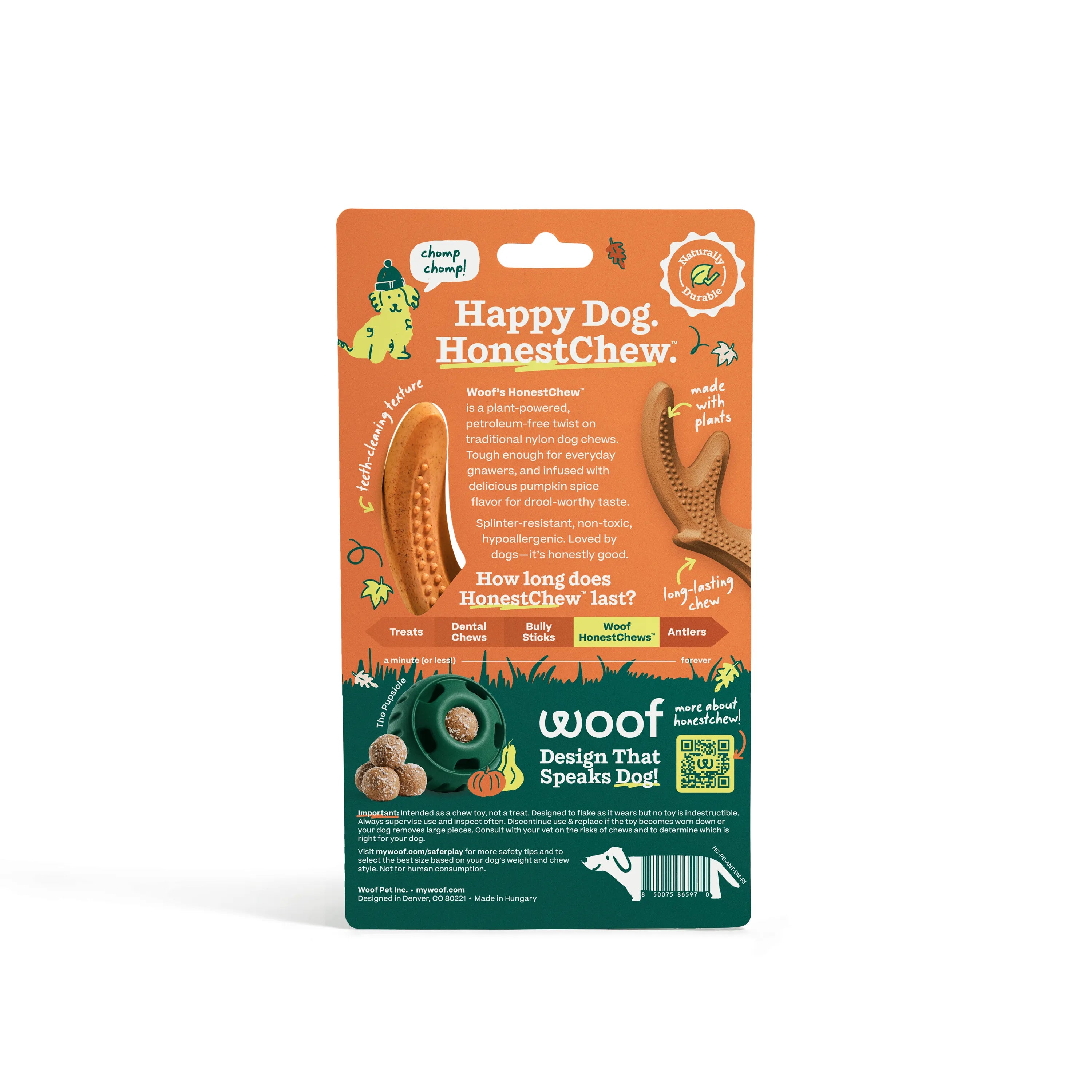 WOOF Pumpkin Spice Honest Chew Antler Small