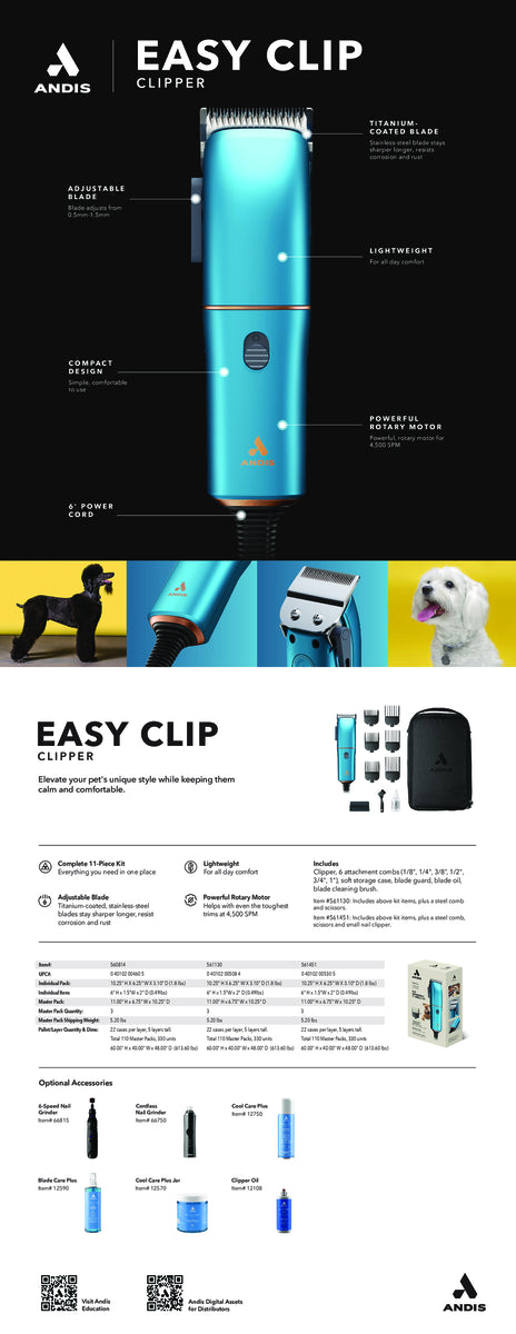 Andis CEC-100- Easy Clip Adj. Blade Corded Clipper Kit