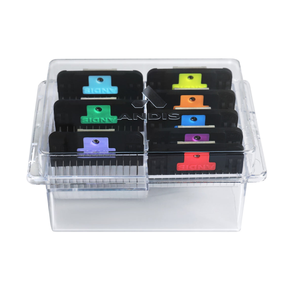 Andis  8-PC Wide Blade Attachment Comb Set Sizes: 1/8", 1/4", 3/8", 1/2", 5/8", 3/4", 7/8", 1"