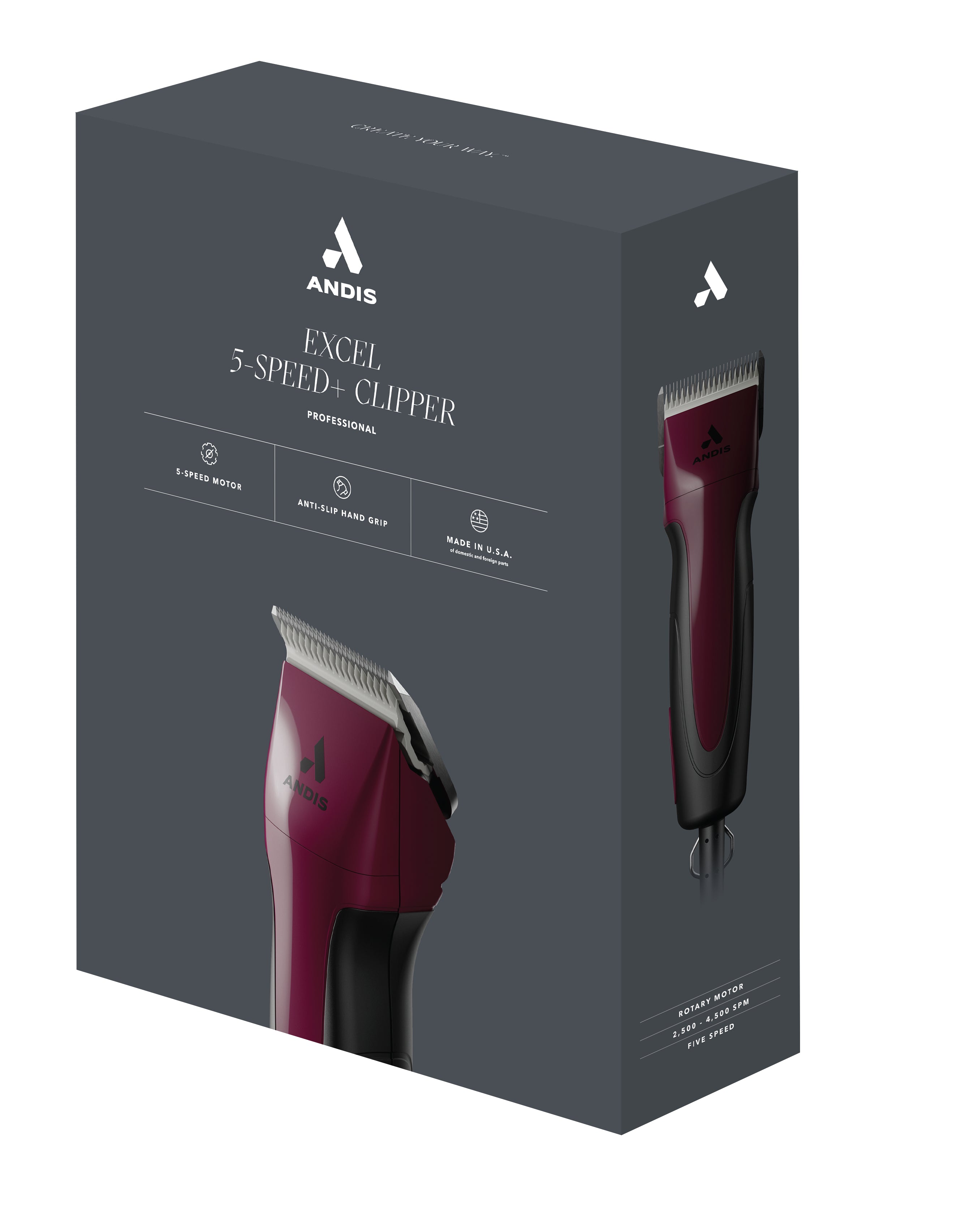 Andis Excel 5-Speed+ Detachable Blade - Burgundy