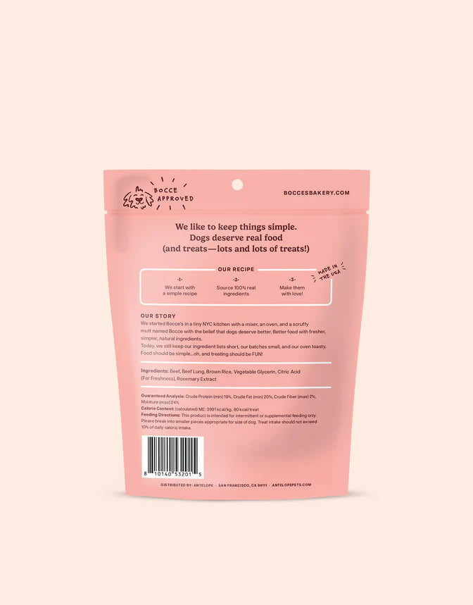 Bocce's Bakery Beefin' Up Jerky Protein Cuts Dog Treats 5oz