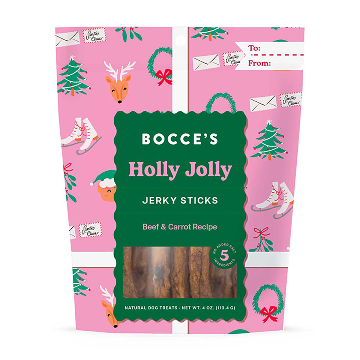 Bocce's Bakery Holly Jolly Jerky Sticks Dog Treats 4oz