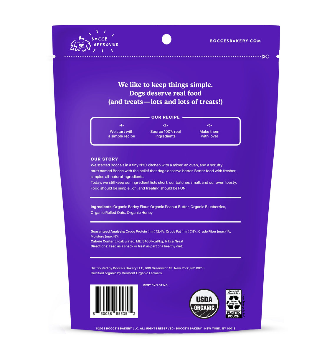 Bocce's Bakery Wild 'Berry Biscotti Small Batch Biscuits Dog Treats 12oz