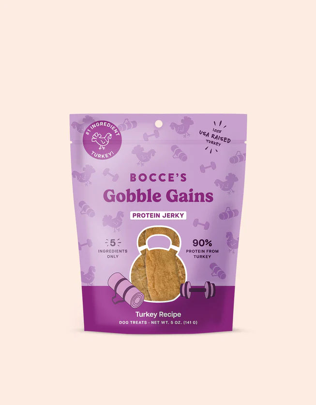 Bocce's Bakery Gobble Gains Jerky Protein Cuts Dog Treats 5oz