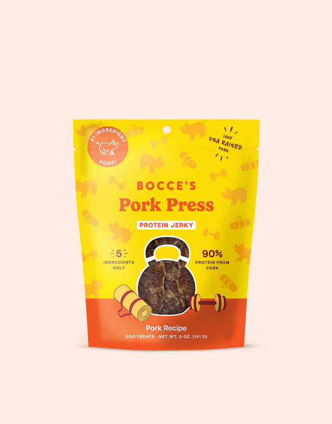 Bocce's Bakery Pork Press Jerky Protein Cuts Dog Treats 5oz