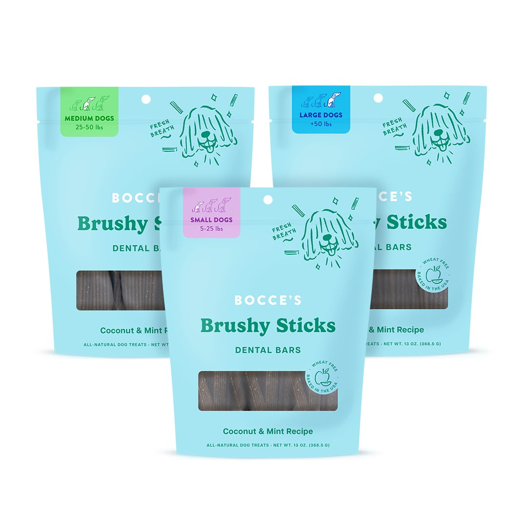 Bocce's Bakery Dailies Brushy Sticks Medium Dog Dental Treats 13oz