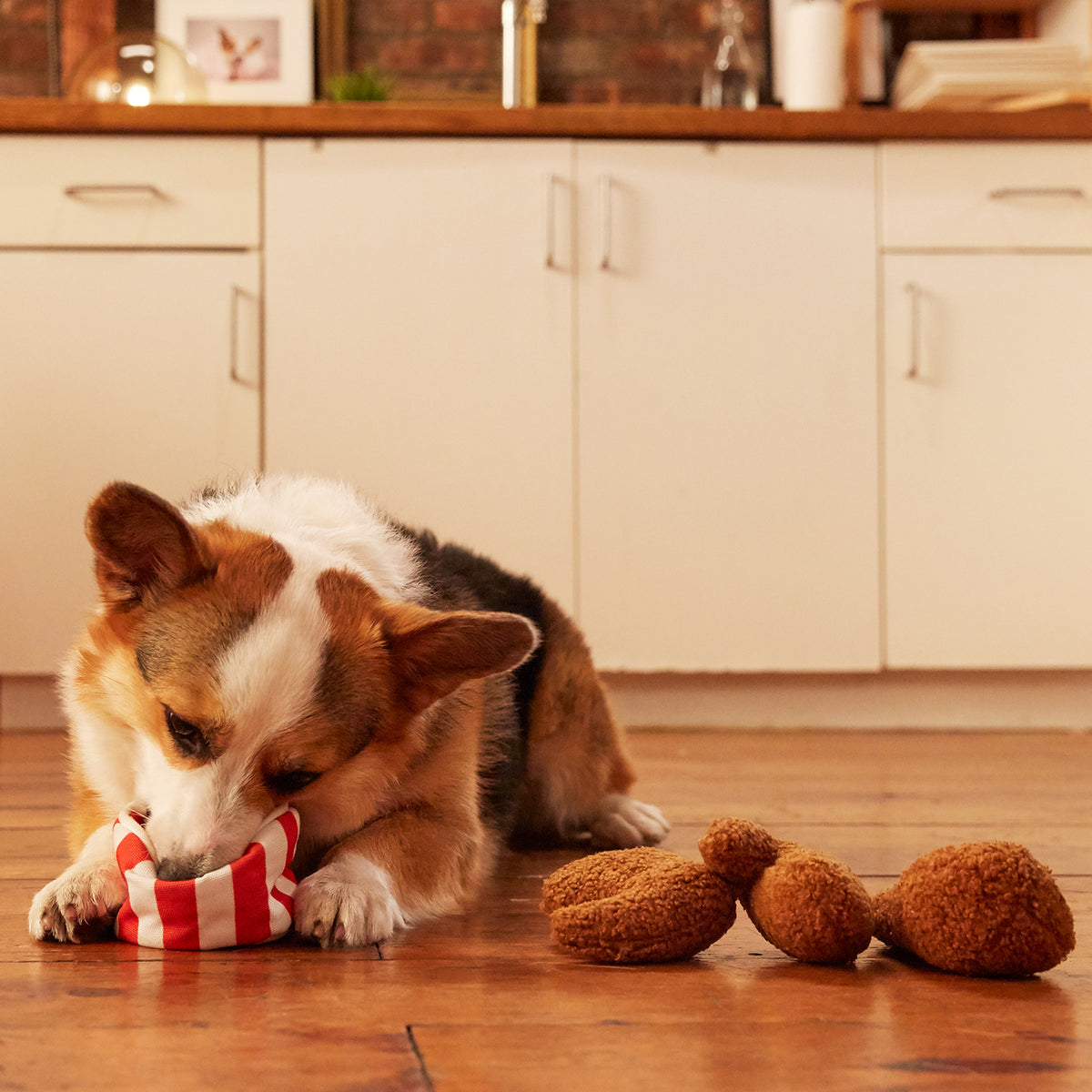 BARK Bucket O' Fried Licken Chicken Plush Dog Toy Small/Medium