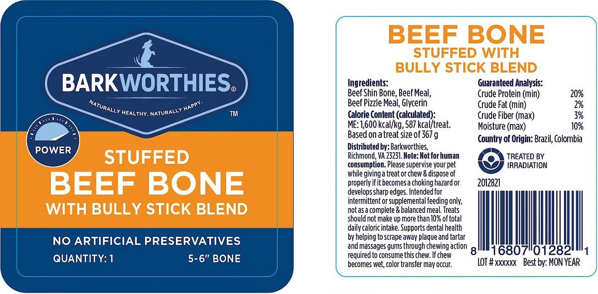 Barkworthies 5-6" Shin Bone Stuffed w/Bully Stick