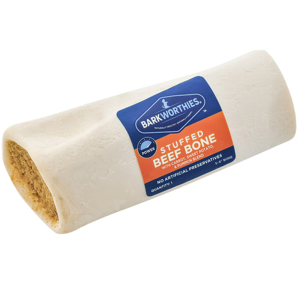 Barkworthies 5-6" Shin Bone Stuffed w/Pumpkin, Sweet Potato, & Carrot