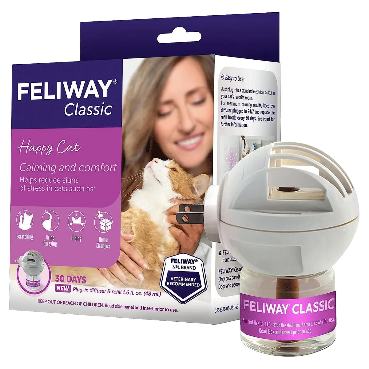 Feliway Classic Cat Calming Pheromone Diffuser 30 Day Starter Kit 48 mL