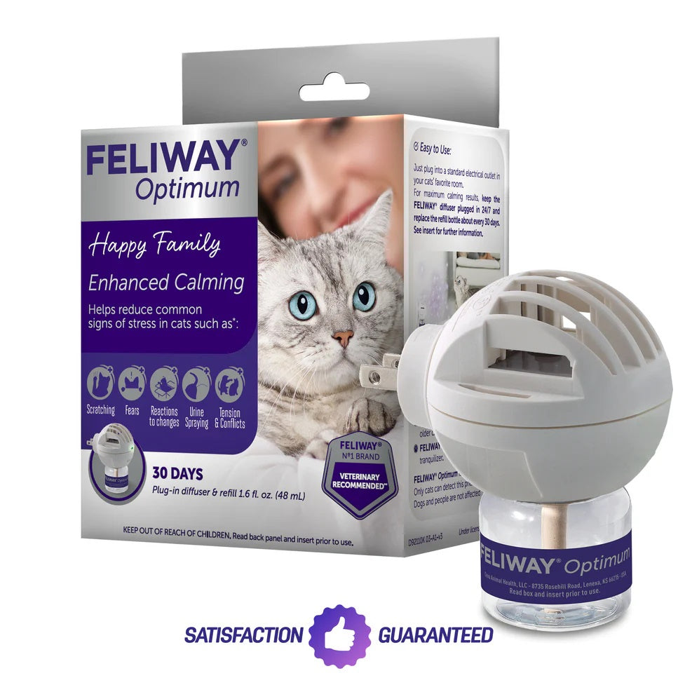 Feliway Optimum Cat Enhanced Calming Pheromone Diffuser 30 Day Starter Kit 48 mL