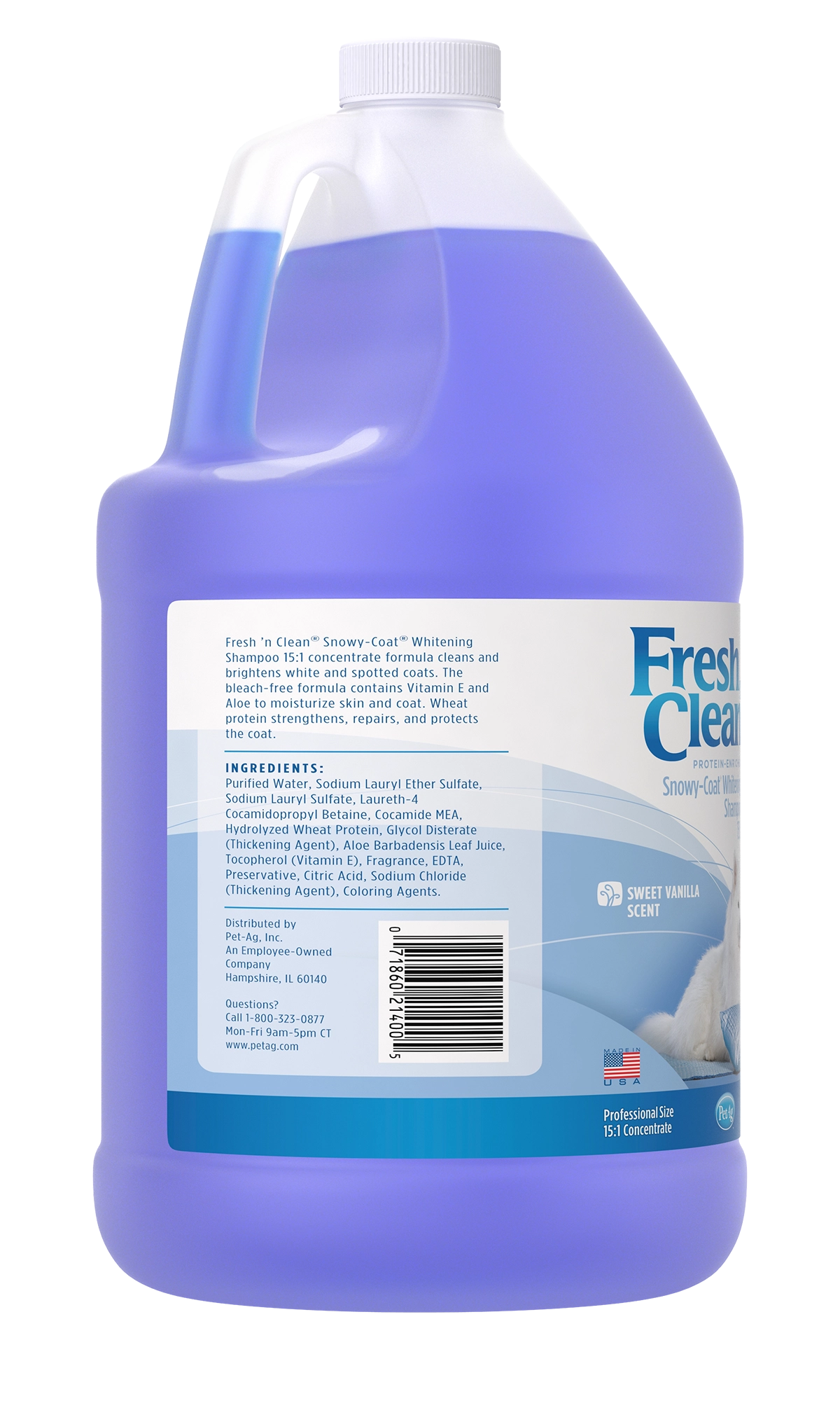 Fresh 'n Clean Snowy-Coat Whitening Shampoo 15:1 Concentrate, Vanilla Scent