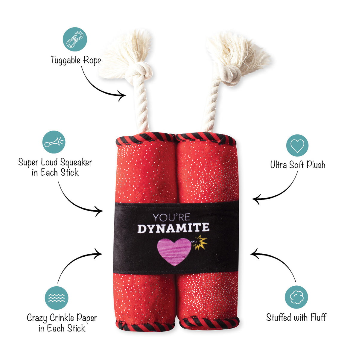 PetShop by Fringe Studio Youre Dynamite Plush Dog Toy