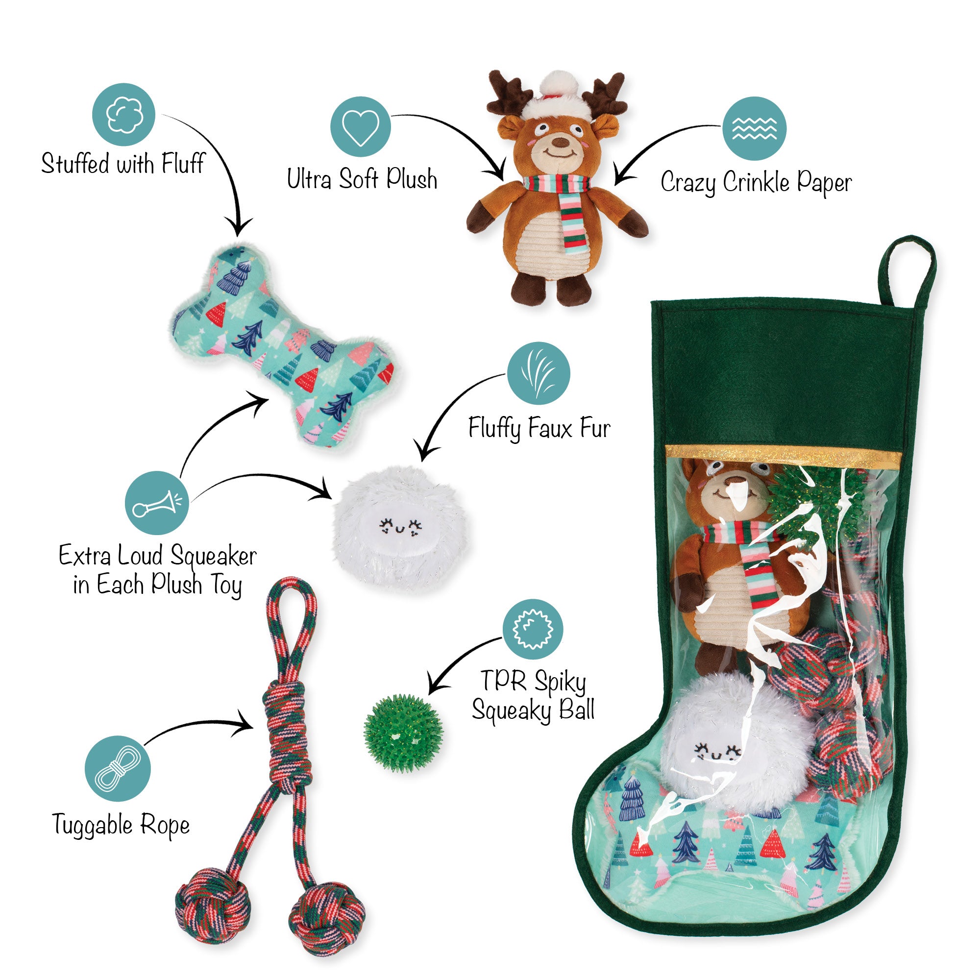 PetShop by Fringe Studio Happy Pawlidays Dog Toy Stocking