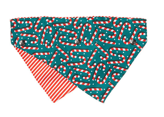 FuzzYard Bandana Candy Cane-GRN-M/L