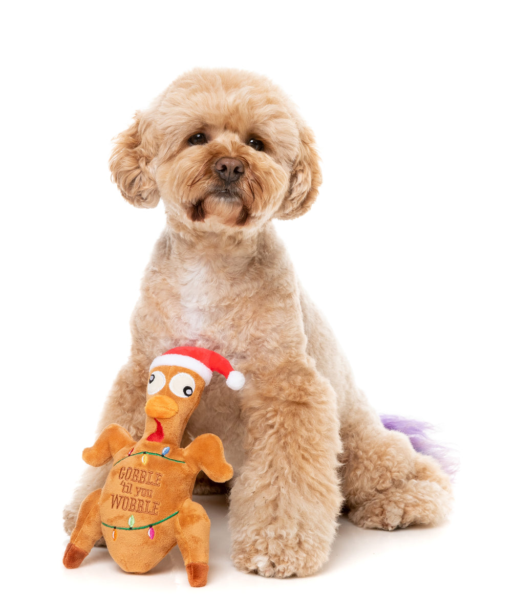 FuzzYard Gobble Til You Wobble Turkey Plush Dog Toy