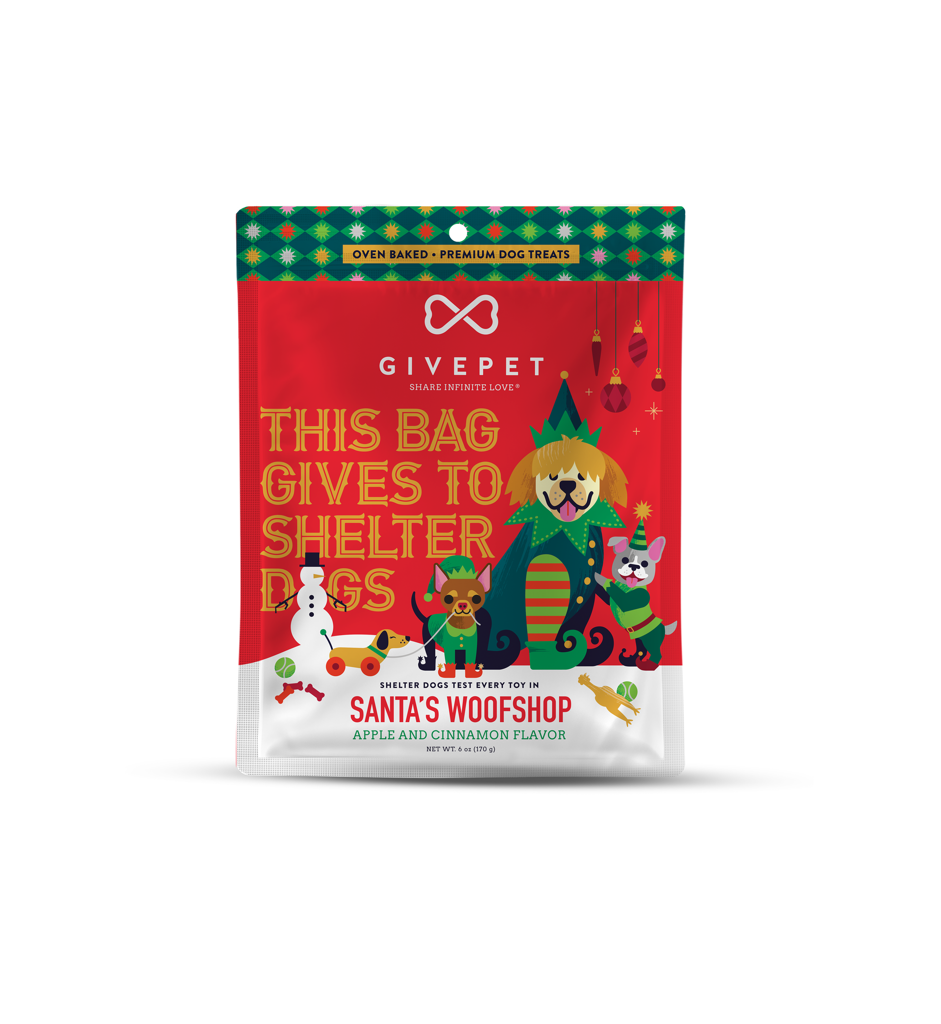 ドッグフード santa GivePet Holiday Santa's Woofshop Crunchy Dog Treat 6oz