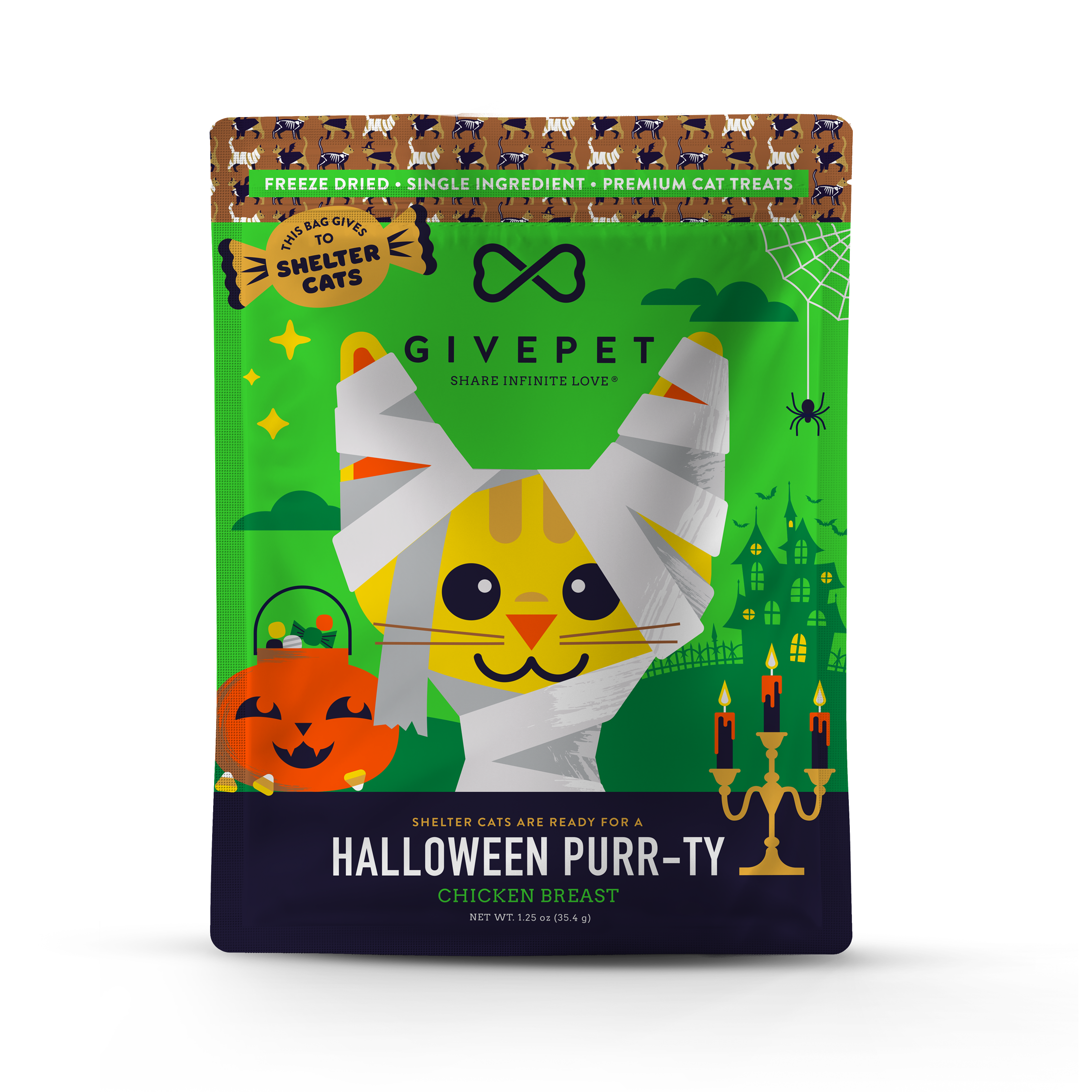 GivePet Halloween Purr-ty Freeze Dried Cat Treats 1.25oz Bag