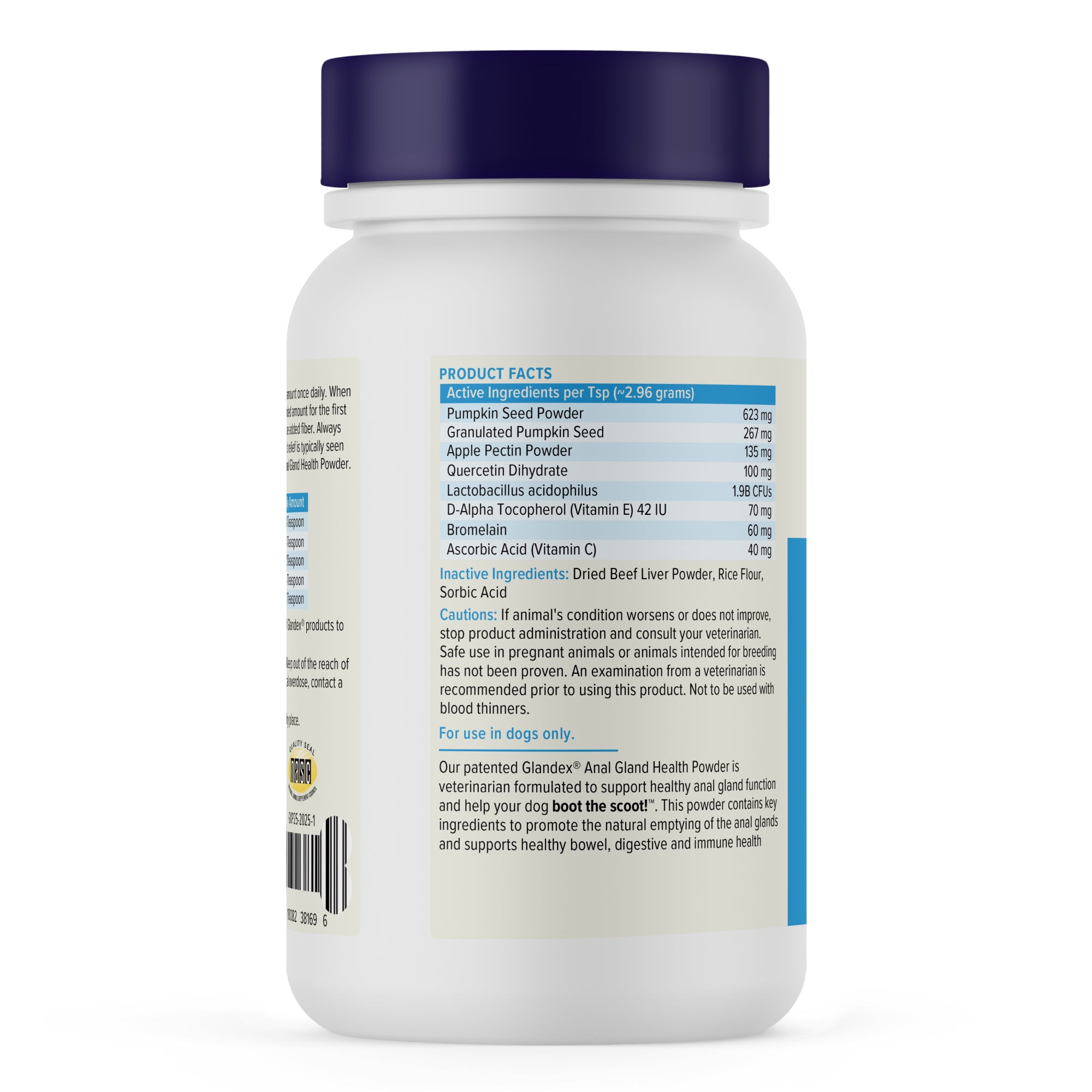 Vetnique Glandex Beef Liver Flavored Anal Gland Support Powder for Dogs, 2.5 oz.