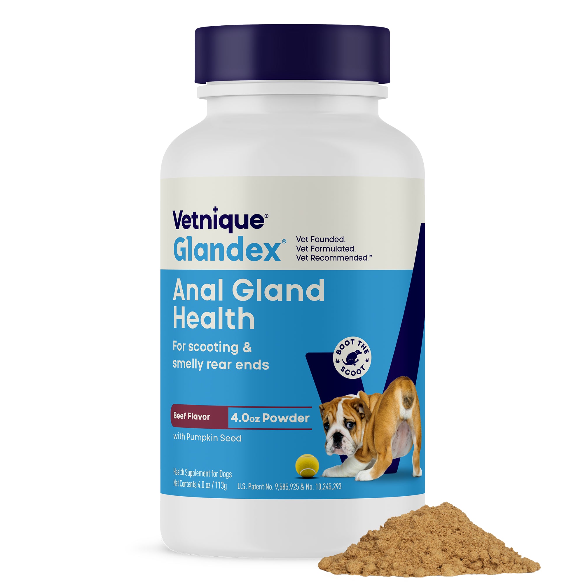 Vetnique Glandex Beef Liver Flavored Anal Gland Support Powder for Dogs, 4 oz.