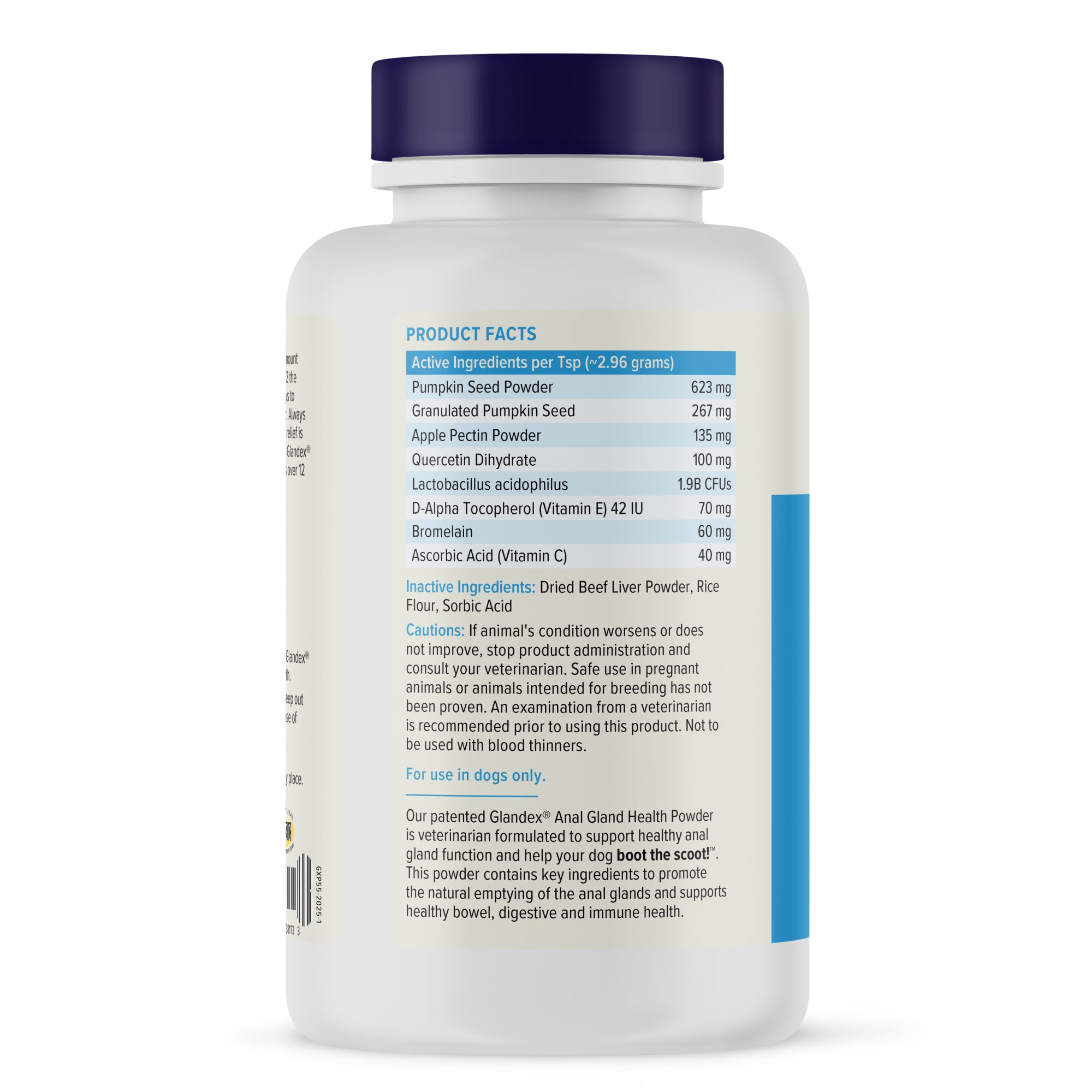 Vetnique Glandex Beef Liver Flavored Anal Gland Support Powder for Dogs, 5.5 oz.