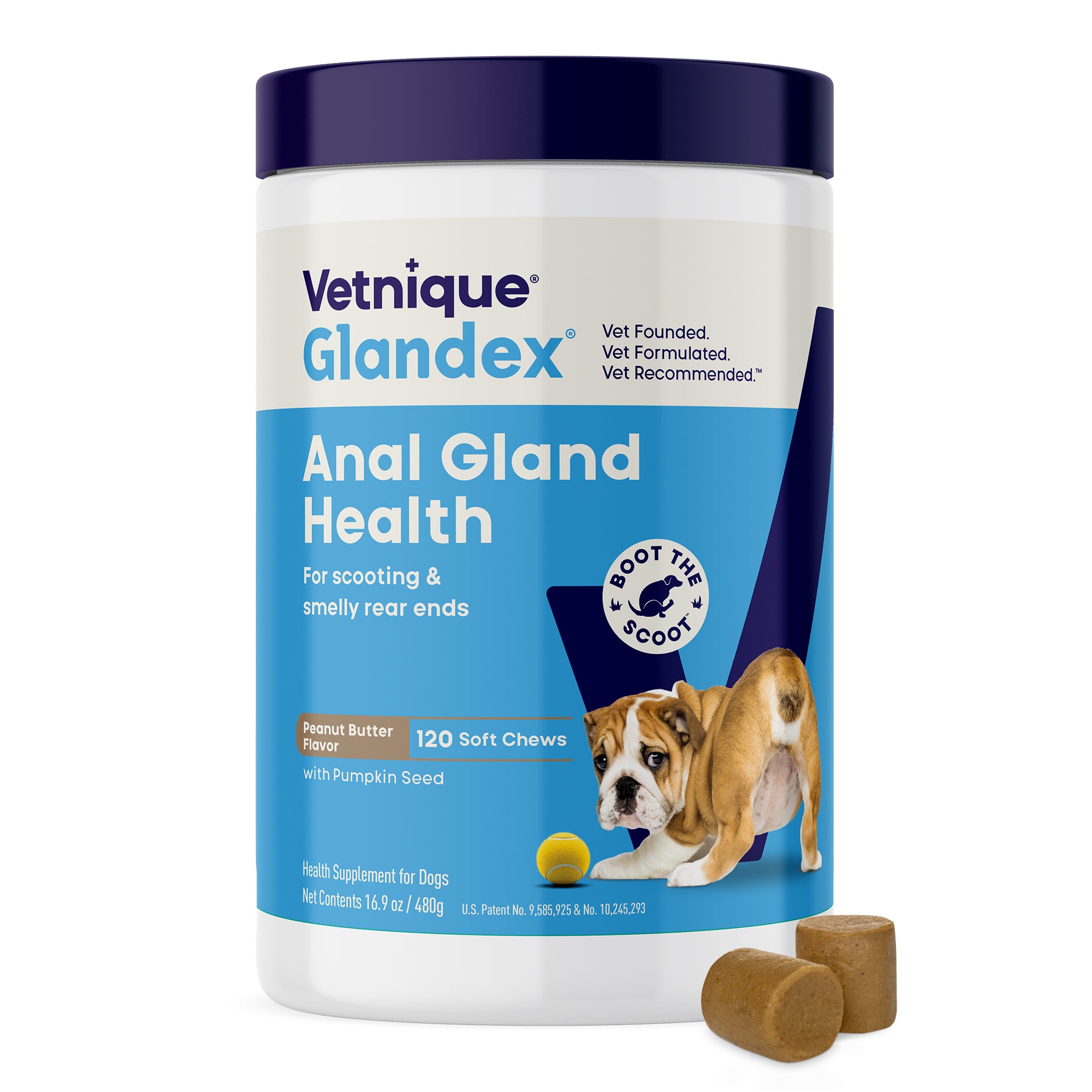 Glandex Anal Gland Support Soft Chews - Peanut Butter Flavor 120 ct.