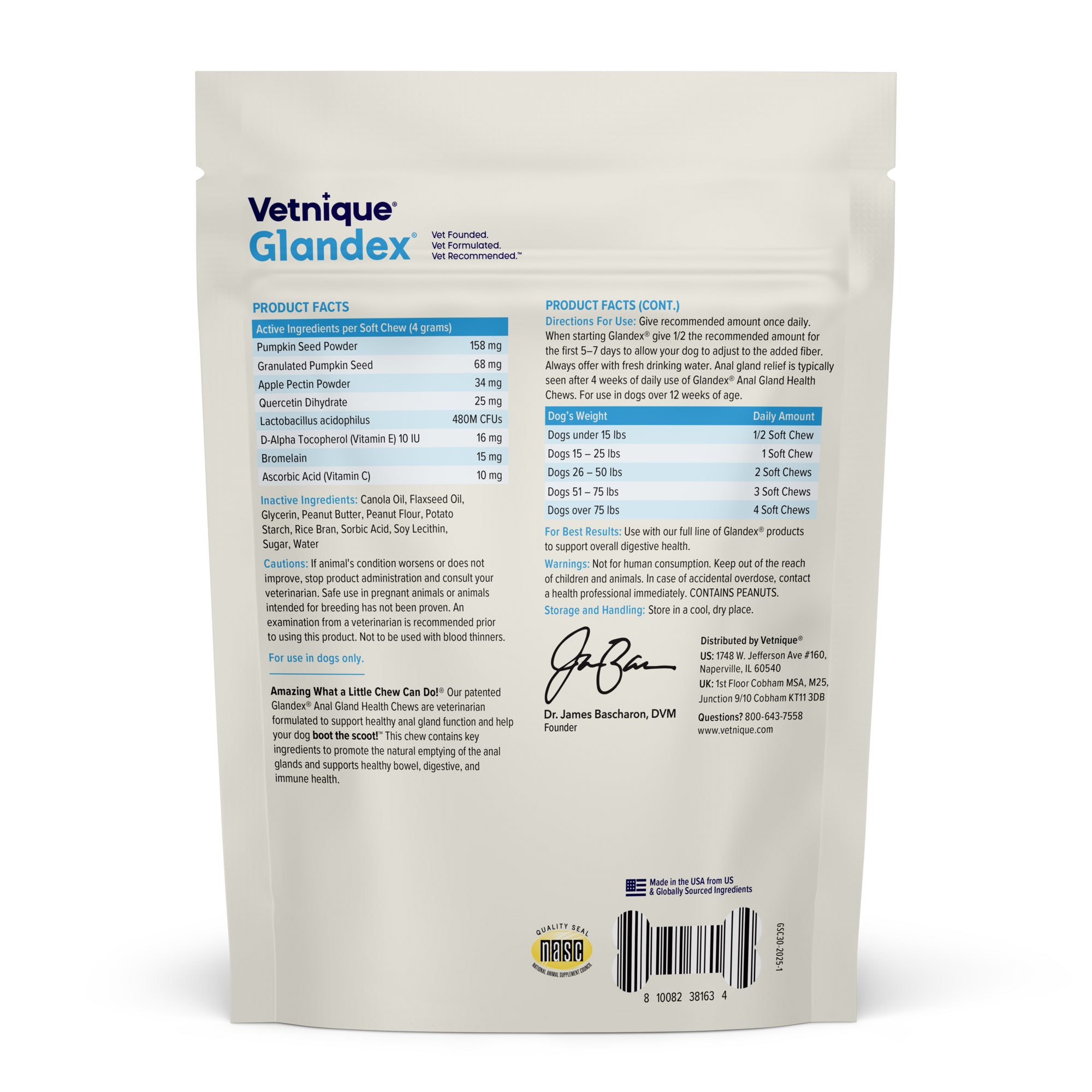 Glandex Anal Gland Support Soft Chews - Peanut Butter Flavor 30 ct.
