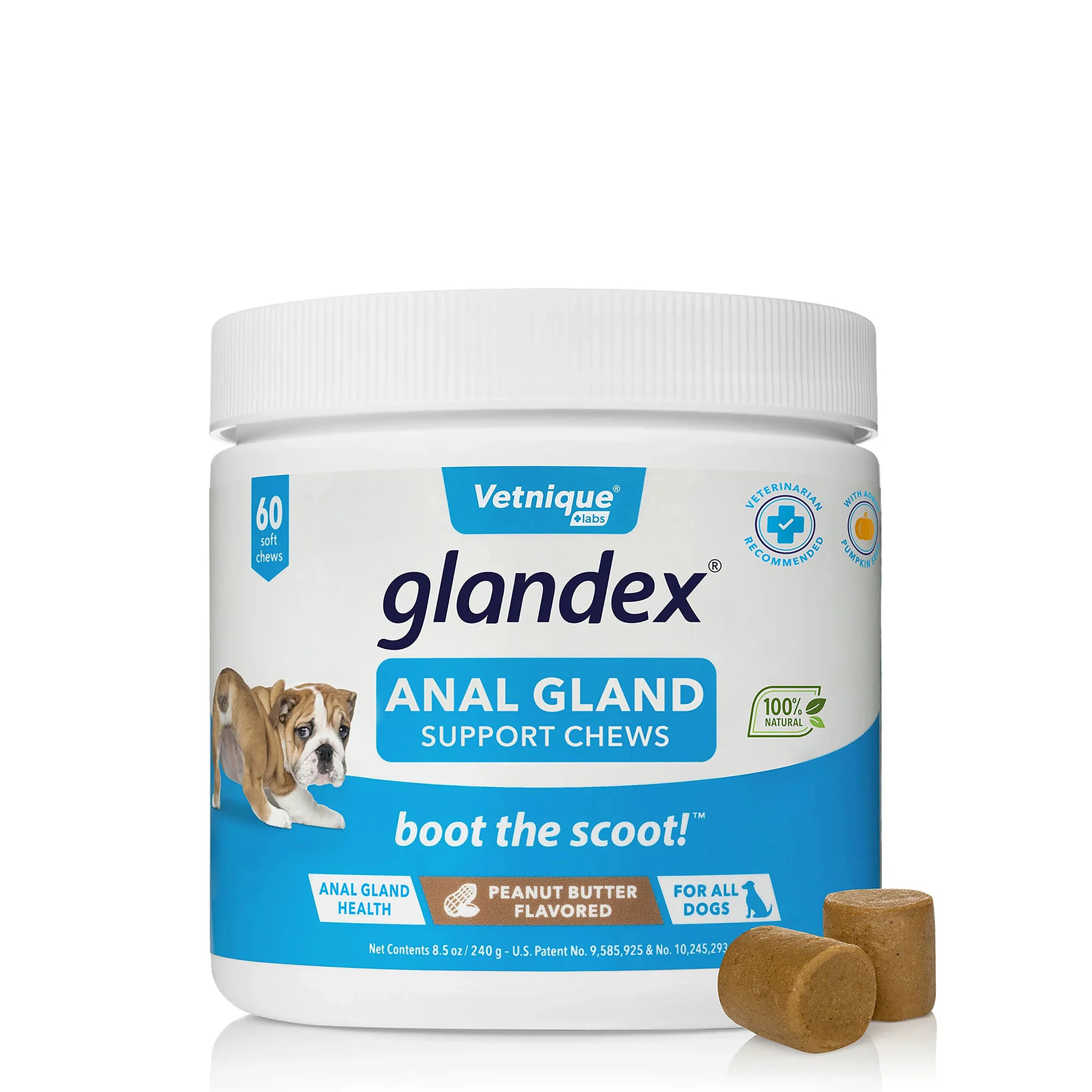 Glandex Anal Gland Support Soft Chews - Peanut Butter Flavor 60 ct.