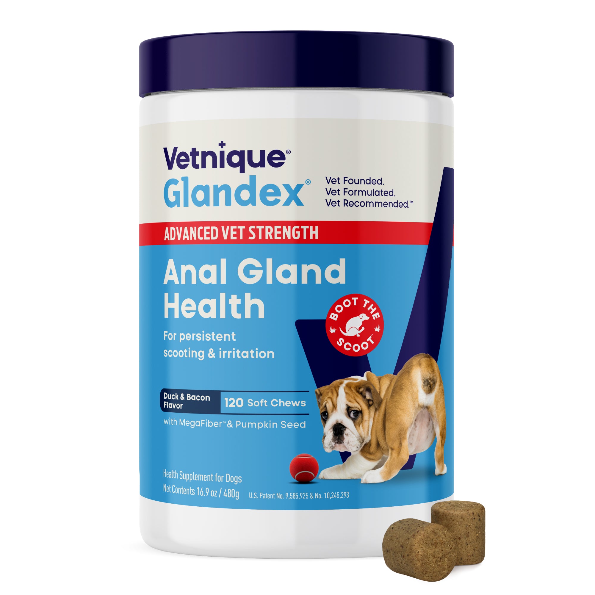 Glandex Anal Gland Support Soft Chews - Duck & Bacon Flavor 120 ct.