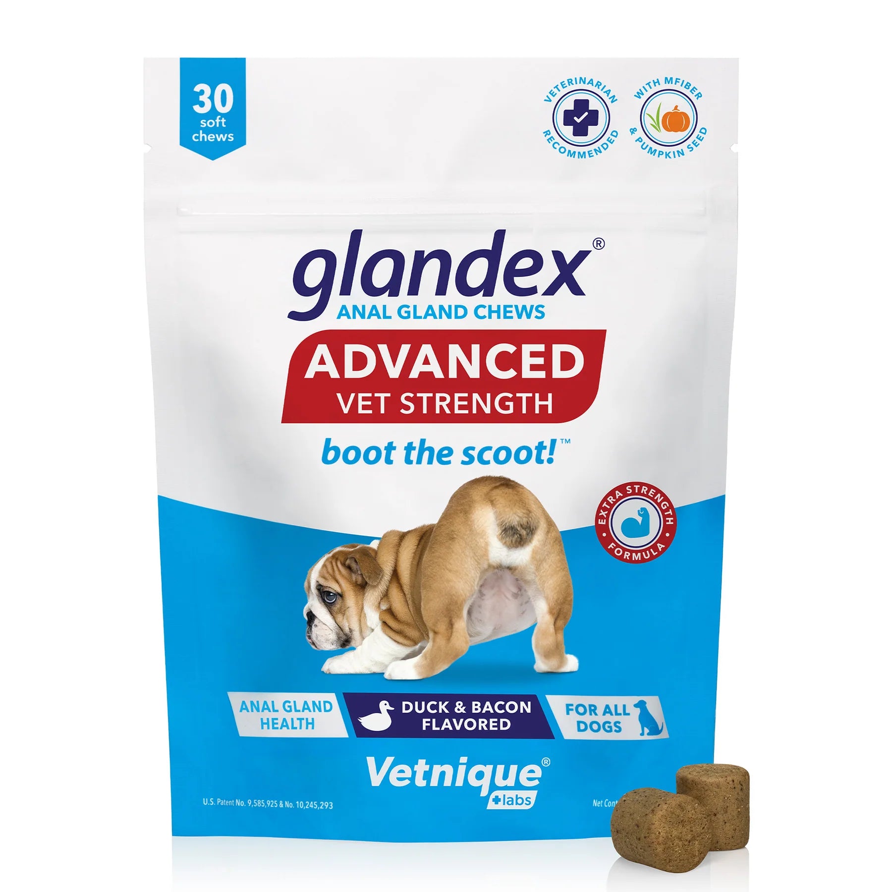 Glandex Anal Gland Support Soft Chews - Duck & Bacon Flavor 30 ct.