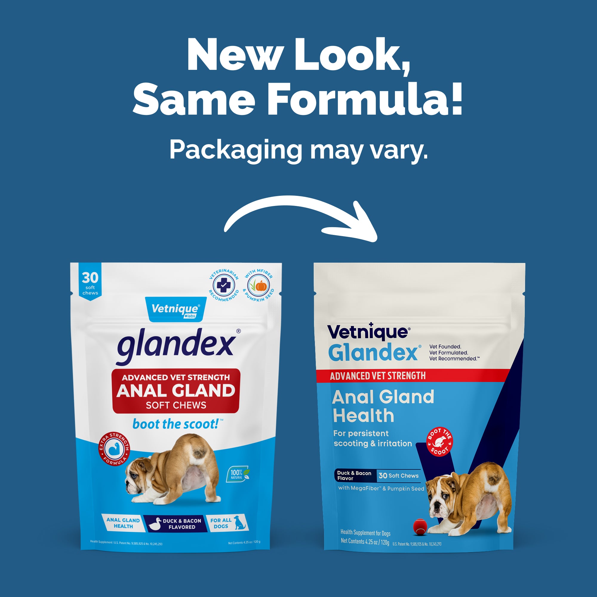Glandex Anal Gland Support Soft Chews - Duck & Bacon Flavor 30 ct.