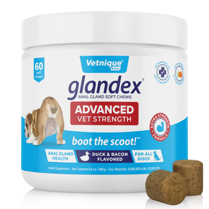 Glandex Anal Gland Support Soft Chews - Duck & Bacon Flavor 60 ct.