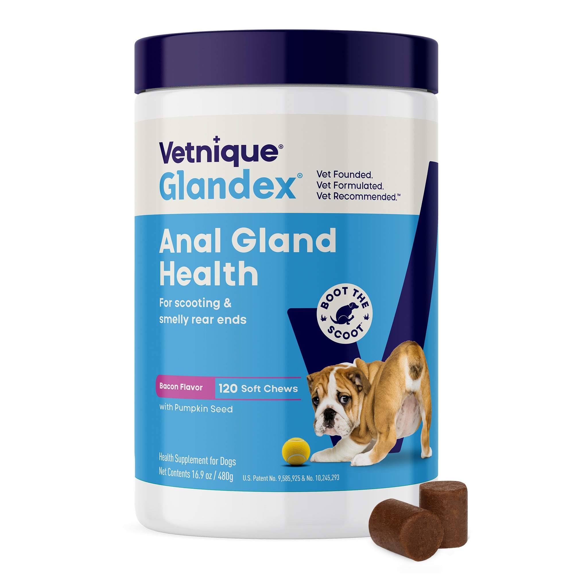 Glandex Anal Gland Support Soft Chews - Bacon and Pumpkin Flavor 120 ct.