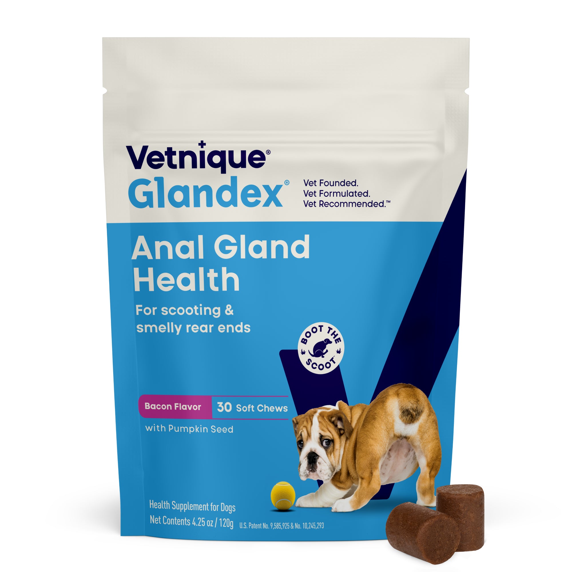 Glandex Anal Gland Support Soft Chews - Bacon and Pumpkin Flavor 30 ct.