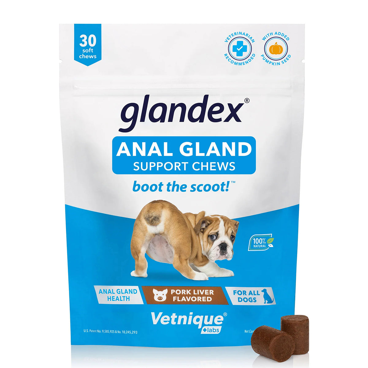 Glandex Anal Gland Support Soft Chews - Bacon and Pumpkin Flavor 30 ct.