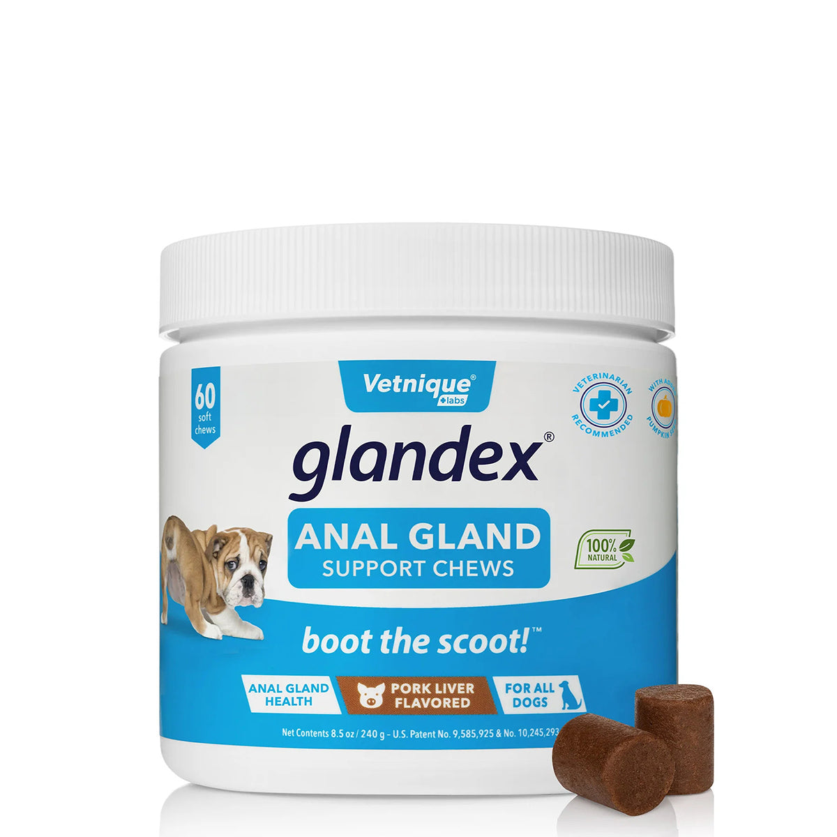 Glandex Anal Gland Support Soft Chews - Bacon and Pumpkin Flavor 60 ct.